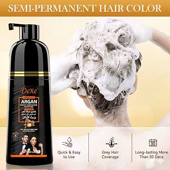 🖤 Shampoing Colorant Argan DeXe – Retrouvez des cheveux noirs en seulement 8 minutes !