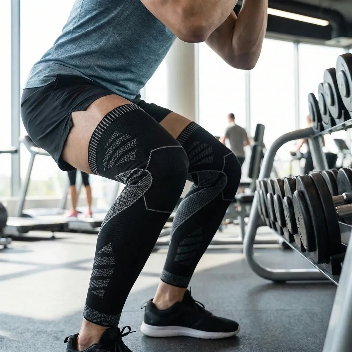 Manchon de Compression Genou & Jambes - Bougez avec plus de confort, sans laisser vos genoux vous ralentir.