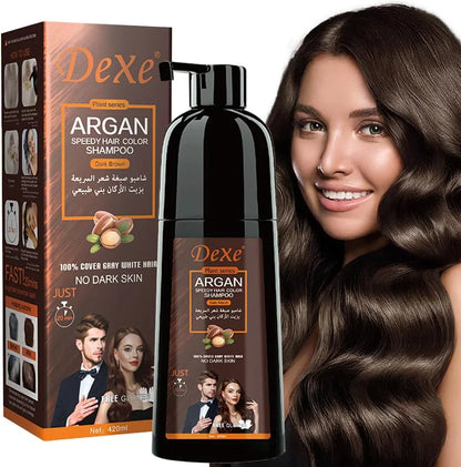 🖤 Shampoing Colorant Argan DeXe – Retrouvez des cheveux noirs en seulement 8 minutes !