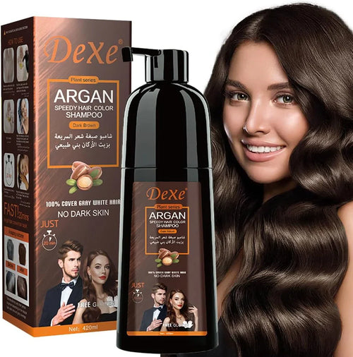 🖤 Shampoing Colorant Argan DeXe – Retrouvez des cheveux noirs en seulement 8 minutes !