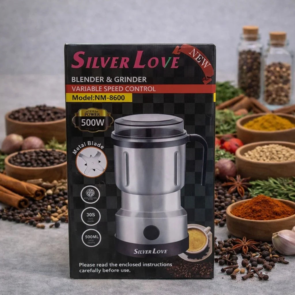 ☕ Moulin Électrique Silver Love – Obtenez une poudre fine en seulement 30 secondes !