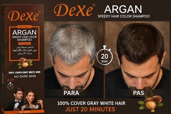 🖤 Shampoing Colorant Argan DeXe – Retrouvez des cheveux noirs en seulement 8 minutes !