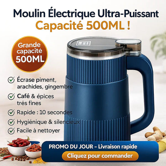 ⚡ Mini Moulin Électrique Multifonction – Broyez tout en quelques secondes sans effort !