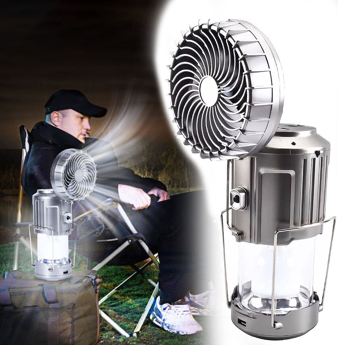 🌬️ Ventilateur Solaire Multifonction – Restez au frais et éclairé, même sans électricité !